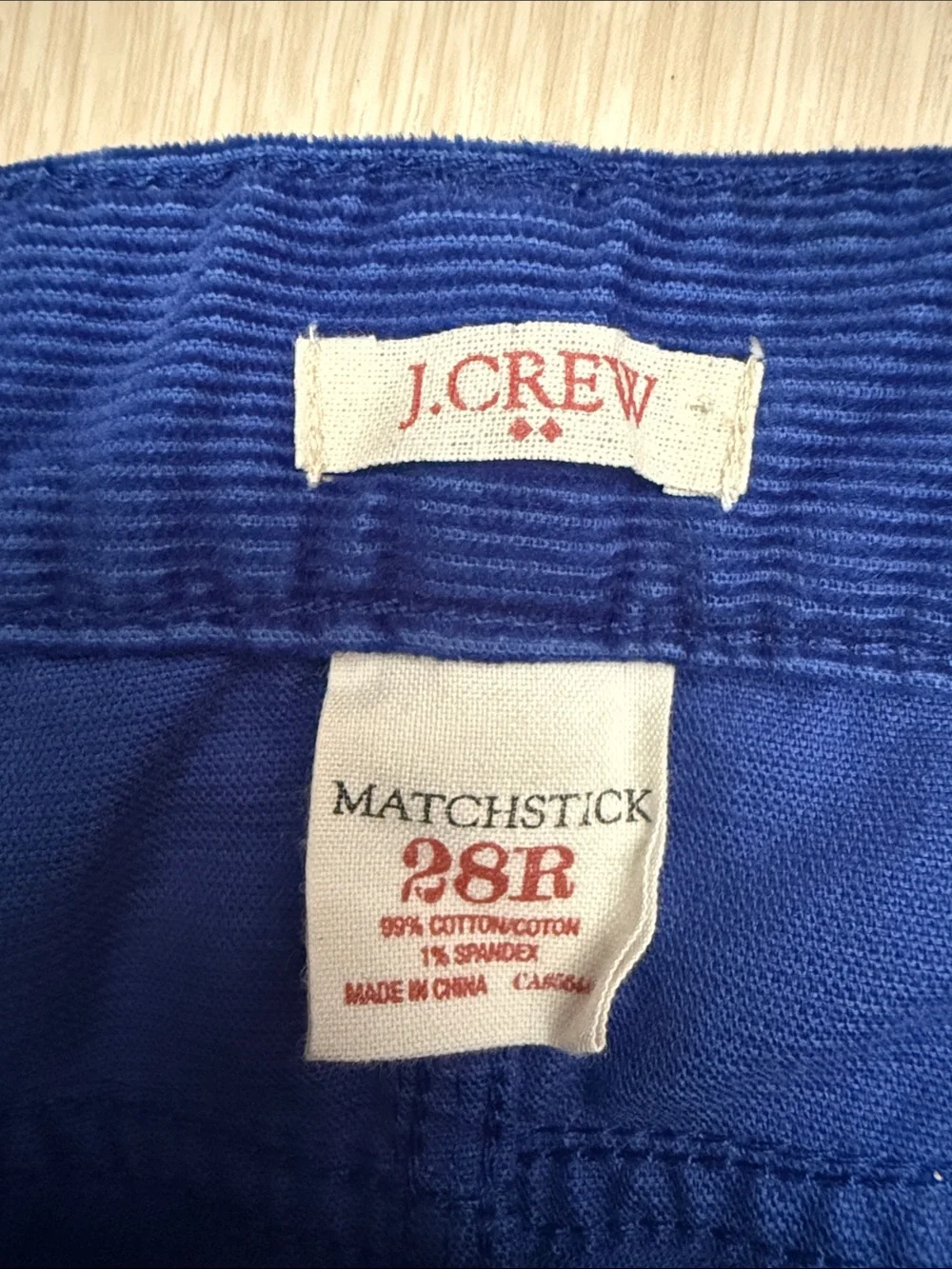 J. Crew Royal Blue Straight-Leg Corduroy Pants 28R